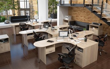 Набор мебели в офис SIMPLE с эргономичными столами и шкафом в Самаре - предосмотр 2